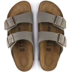 Birkenstock Arizona Birkibuc Two Strap Sandals Stone